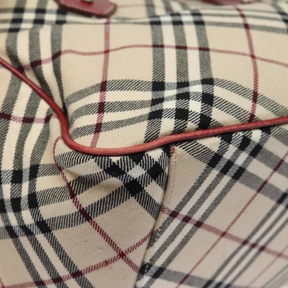 BURBERRY Nova Check Blue Label Hand Bag Canvas Beige Red Auth yk13174 - Picture 14 of 16